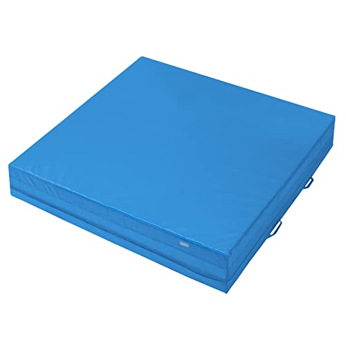 ALPIDEX Mini Weichbodenmatte Matte Turnmatte Fallschutz 100 x 100 x 25 cm mit Tragegriffen und Anti-Rutschboden, Farbe:hellblau