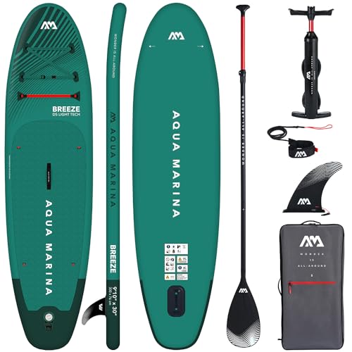 Campsup SUP Aqua Marina Breeze 9'10" Aufblasbares Stand Up Paddle Board | 300 x 76 x 12 cm | Surfboard für Einsteiger & Fortgeschrittene mit zubehör | Tragkraft bis 100 Kg