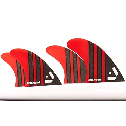 DORSAL Surfboard Fins Quad 4 Set FCS Compatible Red