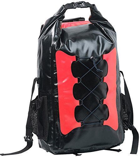 Semptec Urban Survival Technology Rucksack waserdicht: Wasserdichter Trekking-Rucksack aus LKW-Plane, 30 Liter, rot/schwarz (Einkaufs-Rucksack)