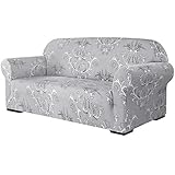 subrtex Sofabezug aus weichem Stretch-Sofa, 3er-Set, Bedruckt, waschbar, Möbelschutz, elastische Couch für Kinder/Hunde (Sofa, grau)