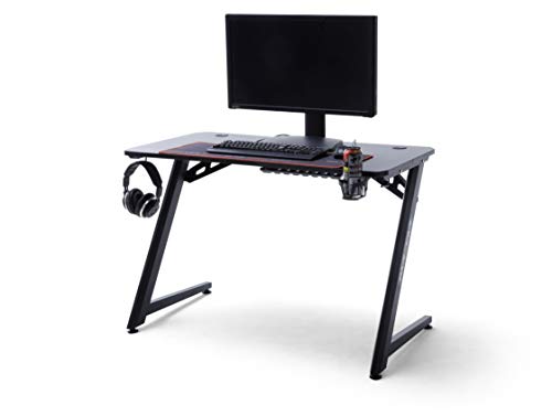 Robas Lund Gaming Tisch DX Racer 5 Gaming Desk Schwarz Carbonlook, BxHxT 111x75x60 cm
