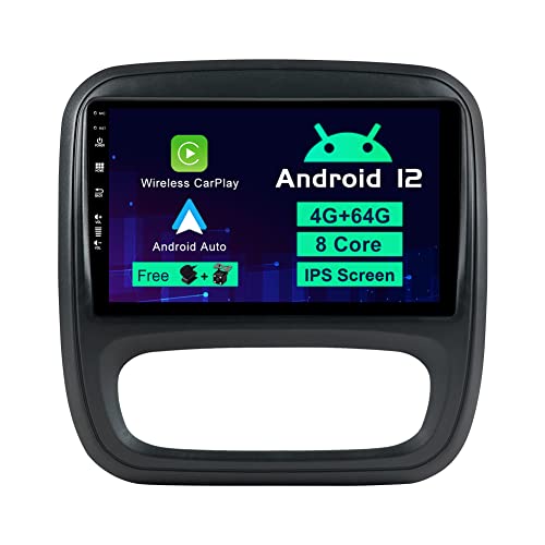 SXAUTO Android 12 IPS Autoradio Passt für Renault trafic 3 (2014-2021) / Opel Vivaro B (2014-2018) - Wireless Carplay/Android Auto/DSP - Kamera + MIC - 4G+64G - DAB WiFi 360-Cam AHD SWC - 2 Din 9 Zoll
