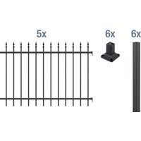 GAH Alberts Komplettset Zaun Chaussee 10 m, 1000 mm hoch, matt-schwarz, zum Aufschrauben