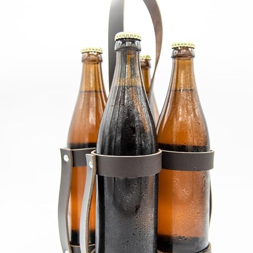 ORAGARDEN Mergel Leder Bierträger Bierkorb Flaschenträger Herrenhandtasche für 4 Flaschen