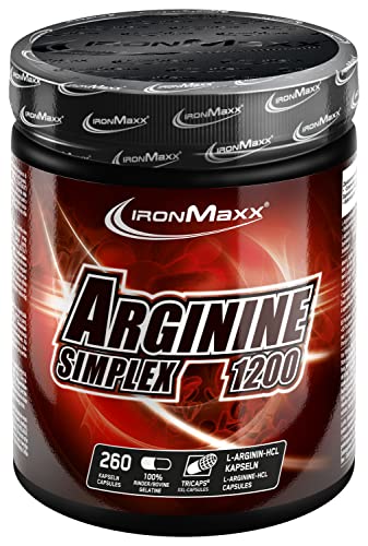 IronMaxx Arginin Simplex 1200 L-Arginin Aminosäure, 260 XXL Kapseln (Tricaps) (1er Pack)