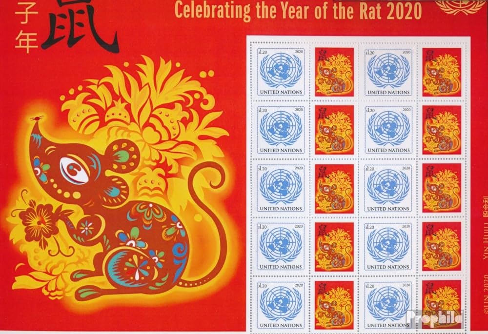 Prophila Collection UNO - New York 1730Klb Kleinbogen (kompl.Ausg.) postfrisch ** MNH 2020 Chinesisches Neujahr (Briefmarken für Sammler) Astrologie/Sternzeichen