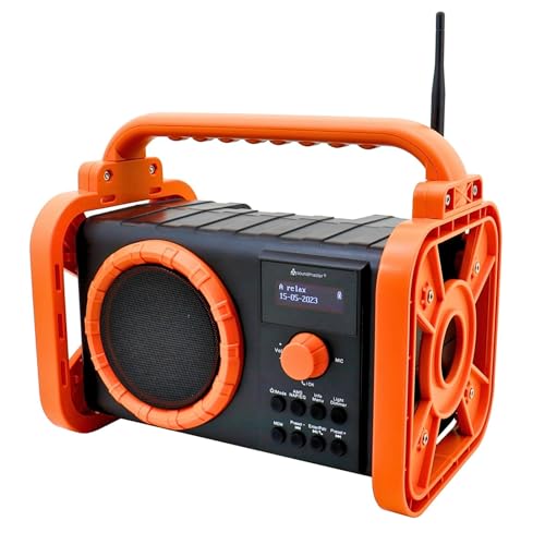 Soundmaster DAB80OR Baustellenradio mit DAB+ UKW Bluetooth und Li-Ion Akku IP44 Staub- und spritzwassergeschützt