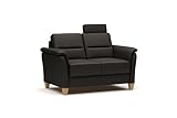 CAVADORE Leder 2er-Sofa Palera / Landhaus-Couch mit Federkern, Kopfstütze + massiven Holzfüßen / 149 x 89 x 89 / Leder Dunkelbraun