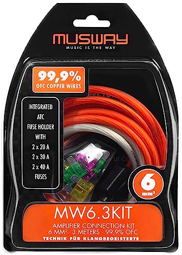 Musway MW6.3KIT - Kabelkit VOLLKUPFER 6mm² mit Sicherung | 3m