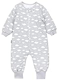 TupTam Baby Schlafsack mit Füßen und Ärmel OEKO-TEX zertifizierte Materialien Winterschlafsack, Farbe: Wolken Grau, Größe: 80-86