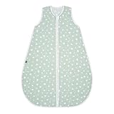 emma & noah Premium Baby Schlafsack Sommer, Bequem & Atmungsaktiv, 100% Bio-Baumwolle, Oeko-TEX Zertifiziert, Flauschig Weich, Bewegungsfreiheit, 0.5 TOG (Punkte Mint, 70 cm)