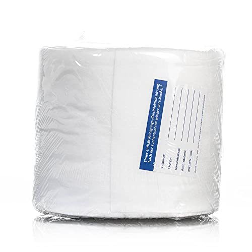 Vliesrolle (20 x 100 Blatt, 30x20 cm) für Desinfektionstücher Spender - Extra saugfähige & fusselfreie Vliestücher - Trockene Hygiene Reinigungstücher inkl. Aufkleber