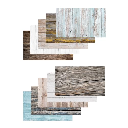 Caruba Backdrops Wood 10er Pack - Kreative Fotografie Untergründe für Flache Lays - Beidseitig Gedruckt - 57x87 cm