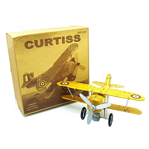 FLADO Retro-Aufziehspielzeug MS454 Flugzeug-Blechspielzeug, kreatives Vintage-Sammelspielzeug für Kinder, Geschenk für Jungen und Mädchen, Eltern-Kind-Interaktion (Gelb)