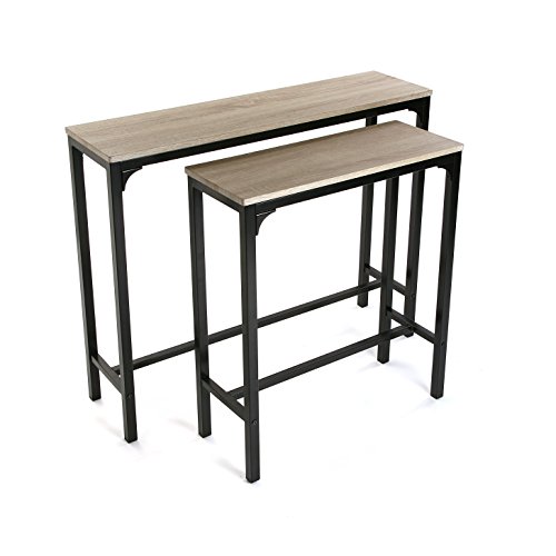 Versa 2. September Tabellen Möbel Halle Strait für die Eingabe oder Hall-Konsole Tisch, Holz und Metall, Braun und Schwarz, 95x25x80 cm, 2 Stück