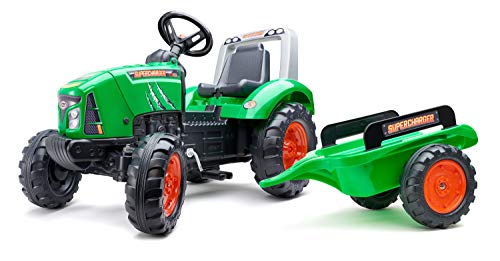 Unbekannt Falquet 2021AB Tracteur à pédales Supercharger Rouge Avec Capot ouvrant et remorque incluse Traktoren, grün