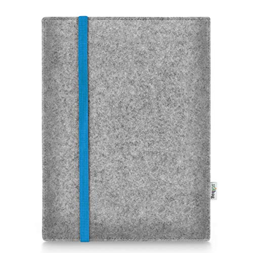 Stilbag Hülle für Apple iPad (2019) | Etui Case aus Merino Wollfilz | Modell Leon in hellgrau/blau | Tablet Schutz-Hülle Made in Germany
