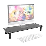 Duronic DM051 Bildschirmständer/Monitorständer/Notebookständer/TV Ständer/Bildschirmerhöhung/Laptop | Glas | schwarz |63cm x 25cm | 40kg Kapazität