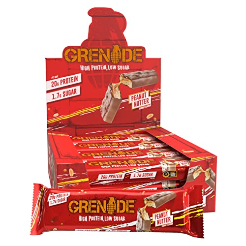 Grenade Proteinreicher, Zuckerarmer Riegel – Peanut Nutter, 12 x 60 g