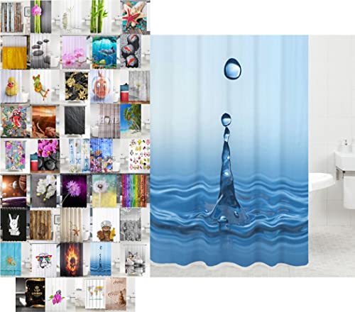 Sanilo Duschvorhang, viele schöne Duschvorhänge zur Auswahl, hochwertige Qualität, inkl. 12 Ringe, wasserdicht, Anti-Schimmel-Effekt (Tropfen, 180 x 200 cm)