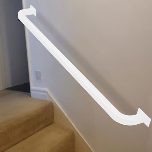 Treppenhandläufe, 1 m, 1,5 m, 2 m, 2,4 m, 3 m, Metall-Treppengeländer, Wandmontage-Handlauf mit schmiedeeisernen Halterungen, Haltegriff für Stufen, Handgeländer im Innen- und Außenbereich (Size : 60