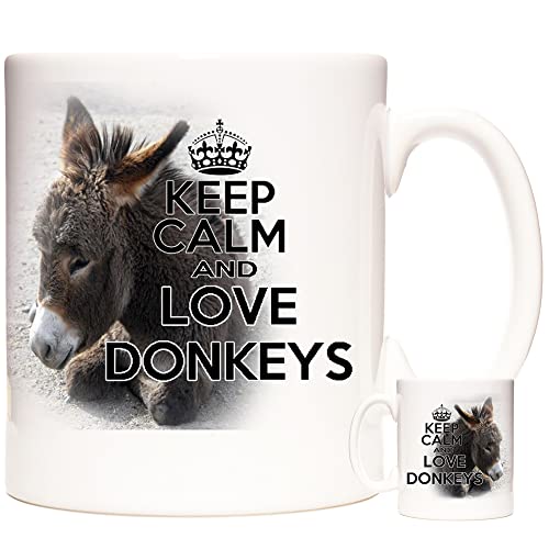 Tasse mit Aufschrift "Donkey Keep Calm and Love Donkeys"