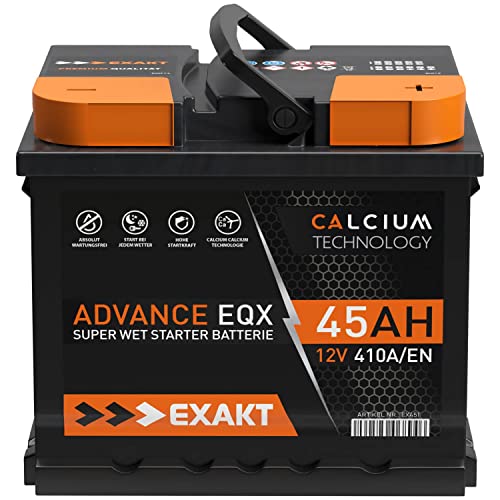 EXAKT Autobatterie 12V 45Ah Starterbatterie PKW KFZ Auto Batterie (45Ah)