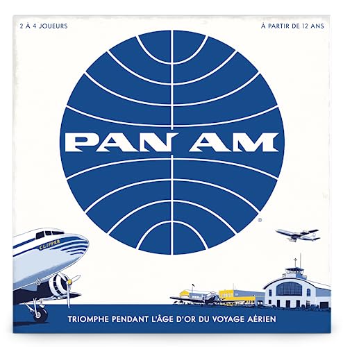 PAN AM Lustiges Strategie-Brettspiel für die ganze Familie - Französische Sprache - Enthält 52 Flugzeugminiaturen aus 4 verschiedenen Fluglinien-Epochen (ab 12 Jahren) Ideal für 2-4 Spieler