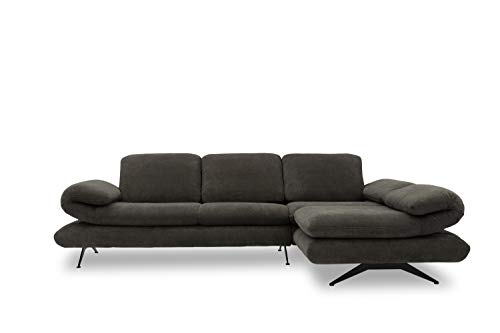 Domo Collection Milano Ecksofa | Sofa mit Armlehn- und Rückenfunktion in L-Form, Polsterecke Eckgarnitur, anthrazit, 269x172x83 cm