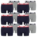 PUMA 12 er Pack Boxer Boxershorts Men Herren Unterhose Pant Unterwäsche, Farbe:036 - Blue/Grey Melange, Bekleidungsgröße:M