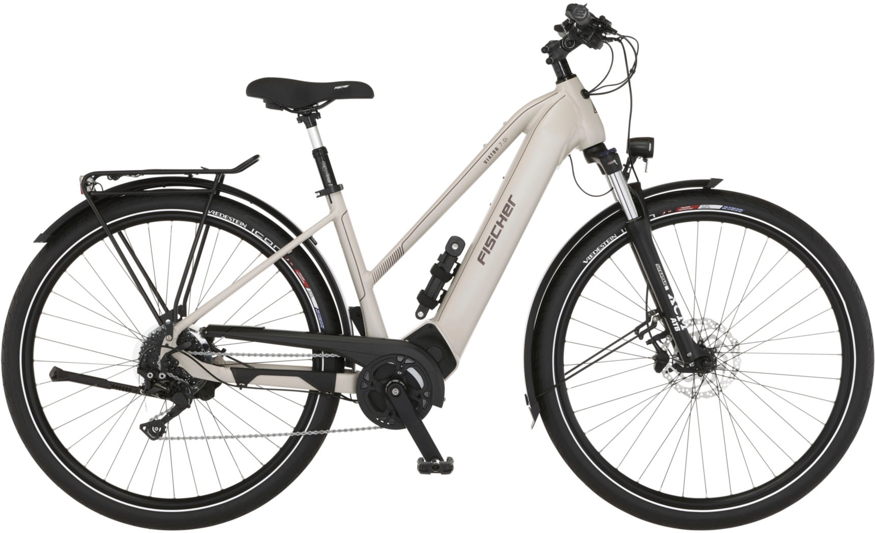 FISCHER Fahrrad E-Bike "VIATOR 7.0i Damen", 10 Gang, Shimano, Deore, Mittelmotor 250 W, (mit Faltschloss)