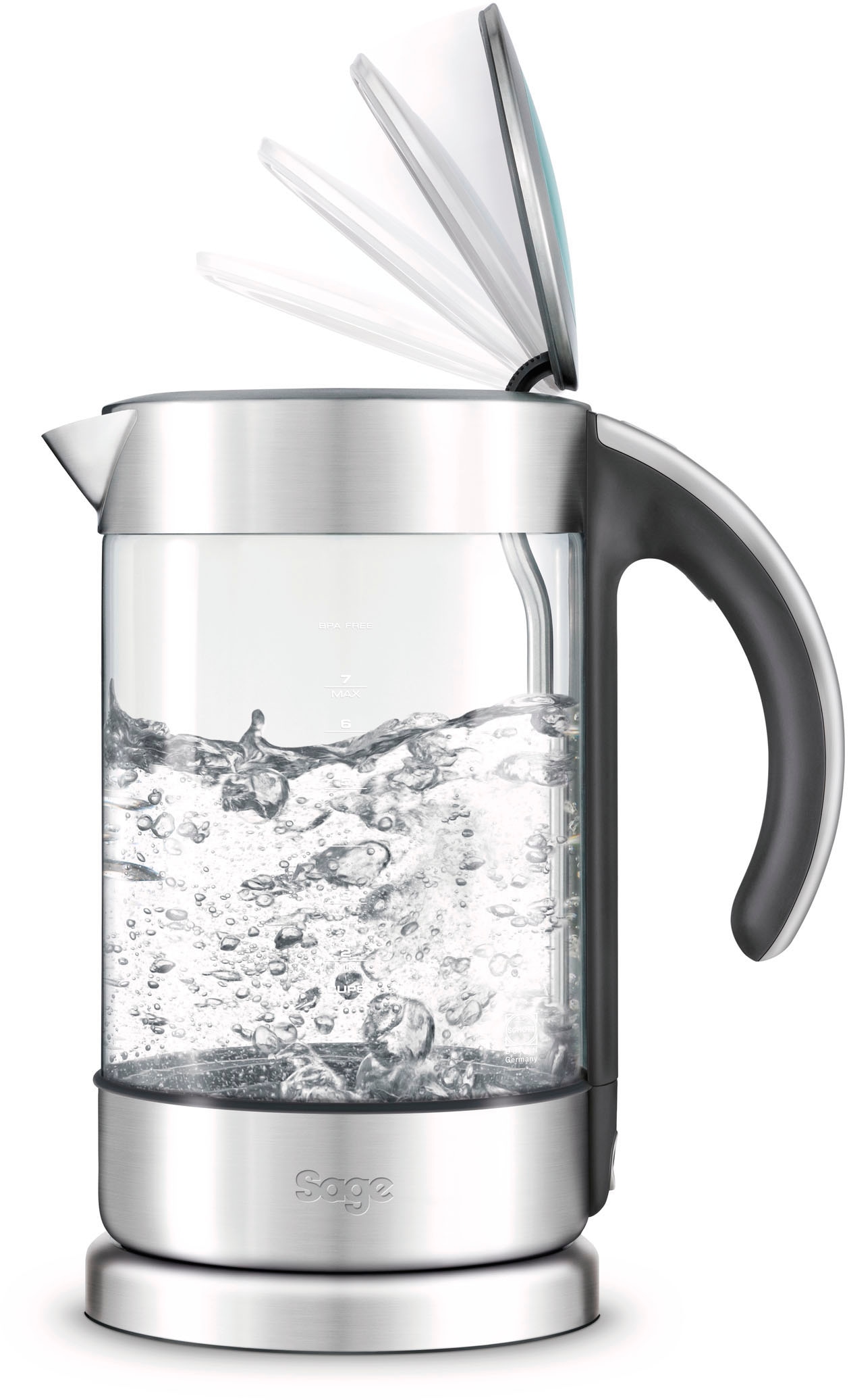 SAGE SKE750 the Crystal Clear Wasserkocher in eleganter Edelstahl-Glas-Optik, 1.7 Liter