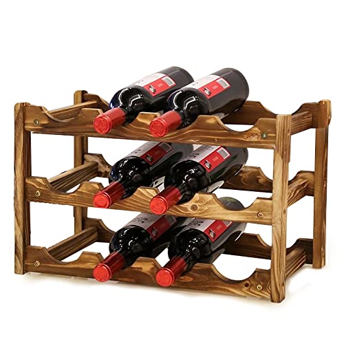 Weinregal aus Massivholz für 12 Flaschen, Vintage rustikaler Weinflaschenhalter für Weinflaschen, Aufbewahrung für Zuhause, Keller, Bar, Küche