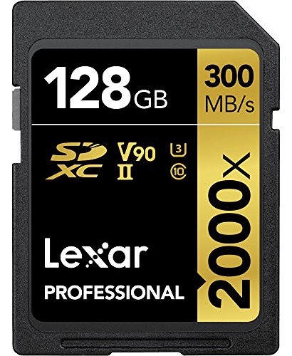 Lexar Professional 2000x 128GB SDXC UHS-II Speicherkarte ohne Lesegerät, Bis Zu 300MB/s Lesen (LSD2000128G-BNNAG)