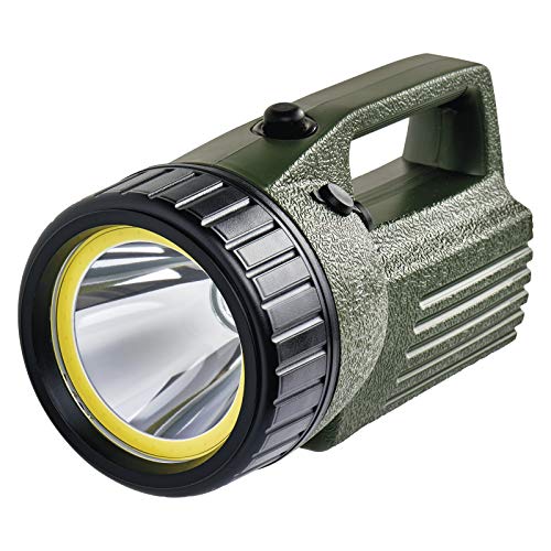 EMOS P2308 LED Akku-Handscheinwerfer für Außen mit Tragegurt, superhell 380lm, 400m Leuchtweite, 25 St. Leuchtdauer, IP43 wasserdicht, 2 Beleuchtungsmodi, inkl. Ladeadapter, Grün