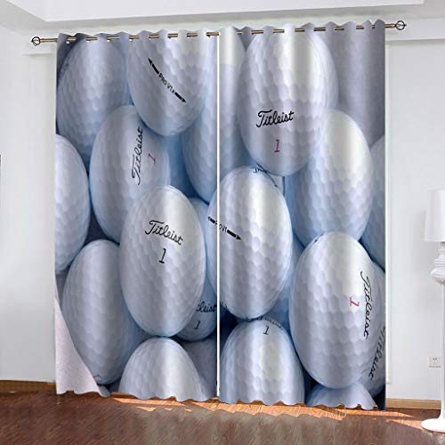 Verdunklungsvorhänge 3D Weißer Golfball Digitaldruck Ösenvorhang 2Er Set Verdunkelungsvorhang Thermo Vorhang Blickdicht Gardinen Wohnzimmer Schlafzimmer Kinderzimmer 210X200Cm (HxB)