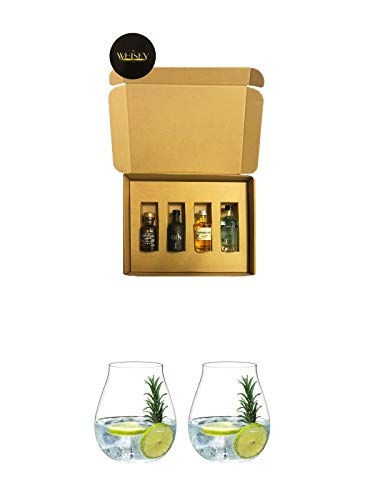 1a Whisky Gin Geschenkbox mit 4 Miniaturen + Gin Tonic Glas - 5414/67 + Gin Tonic Glas - 5414/67