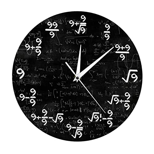 Fenteer Moderne Einzigartige 9's Formeln Mathematik Wanduhr 12 Zoll Mathematische Gleichungen Kunst Uhr Klassenzimmer Wohnzimmer Decor Geschenke