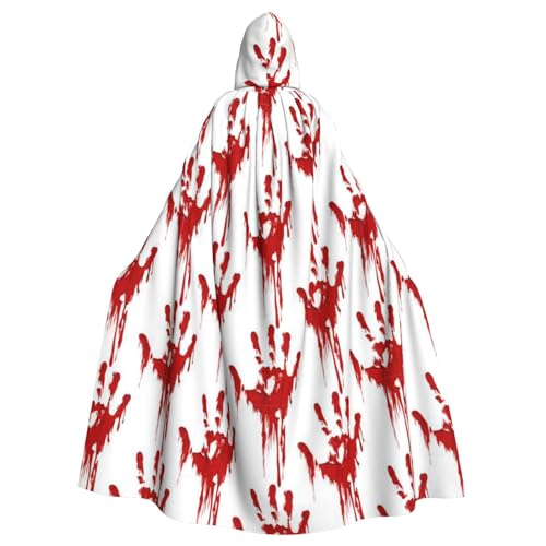 Sylale Blutige Handabdrücke Unisex Kapuzenumhang Weihnachten Fasching Halloween Cosplay Kostüm für Erwachsene