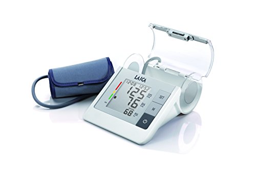 Laica BM2605 Blutdruckmesser, vollautomatische Blutdruckmesser für die Messung am Oberarm, Manschette für große Oberarme (22 - 42 cm) mit Manchettehalterung, XL-Display