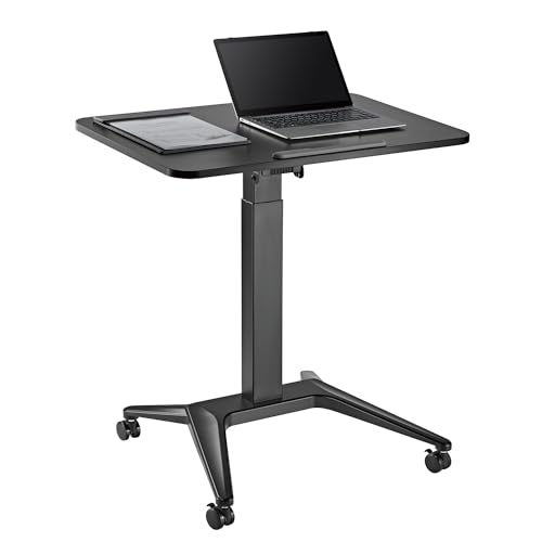 Maclean MC-453 Mobiler Laptop-Schreibtisch mit Pneumatischer Höhenverstellung Laptoptisch mit Rollen, 80x52 cm, max. 8 kg, Höhenverstellbar max. 109 cm (Schwarz)