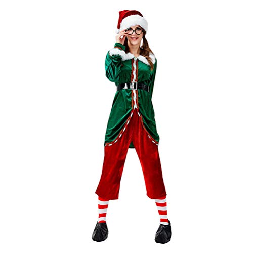 YOUJIAA Herren Damen Weihnachtself Kostüm Erwachsene Elfen Kostüme für Xmas Karneval Cosplay (Stil 1, CN S)