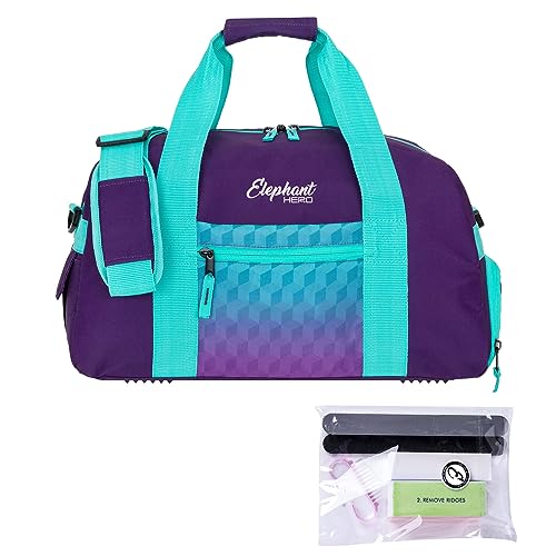 Sporttasche Damen Signature Fitnesstasche Tasche mit Schuhfach 47 cm 12800 + Nagelpflege Set (Violet Cube (Lila Türkis))