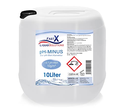 pH-Minus Liquid 10 L - Flüssiges Konzentrat zur Senkung eines pH-Wertes über 7,4 - senkt den pH-Wert des Poolwassers - besonders hohe Reinheit - Ideal für automatische Dosiersysteme