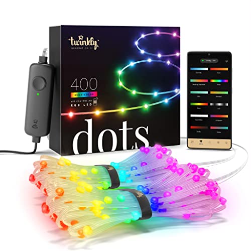 Twinkly Dots - App-gesteuerte flexible LED-Lichterkette mit 400 RGB-LEDs (16 Millionen Farben). 20 Meter lang. Transparentes Kabel. Intelligente Lichtdekoration für Innen und Außen.