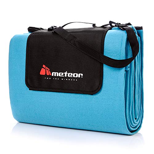 meteor 4XL 260x220 Extra Large Blau Picknickdecke Outdoor stranddecke wasserdichte sanddichte tolle Picknick-Matte Fleece Draussen Decken groß Camping-Decke Strand-Matte Thermo isoliert Liegematte