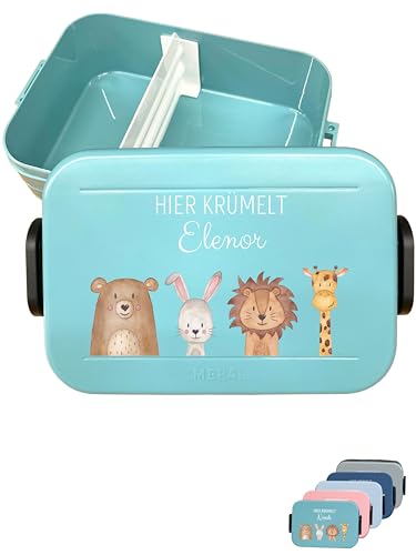wunderwunsch - Personalisierte Mepal Brotdose Kinder mit Fächern & Hochwertigem UV-Farbdruck - Robuste und Individuelle Mepal Lunchbox mit Namen - Personalisierte Geschenke