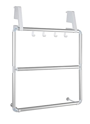 WENKO Handtuchhalter für Tür und Duschkabine Compact mit 3 Querstangen