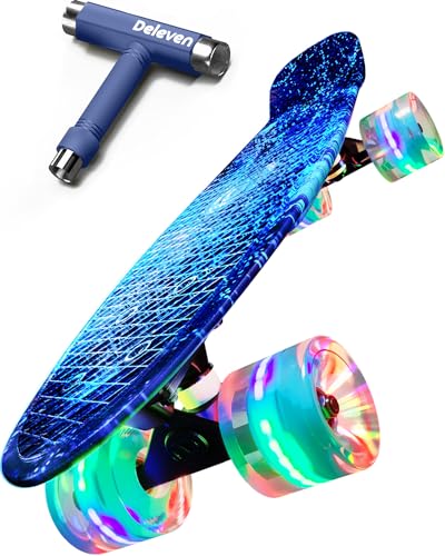 Skateboard Kinder ab 5 Jahre 56 cm Mini Cruiser Skateboard mit Leuchtrollen LED Rollen Anfänger Mädchen Jungen Kinderskateboards Kinder Skateboard Kinder ab 6 Jahre Skateboard Kinder ab 8 Jahre 9 10